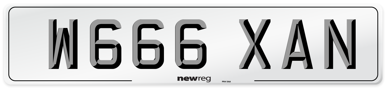 W666 XAN Number Plate from New Reg